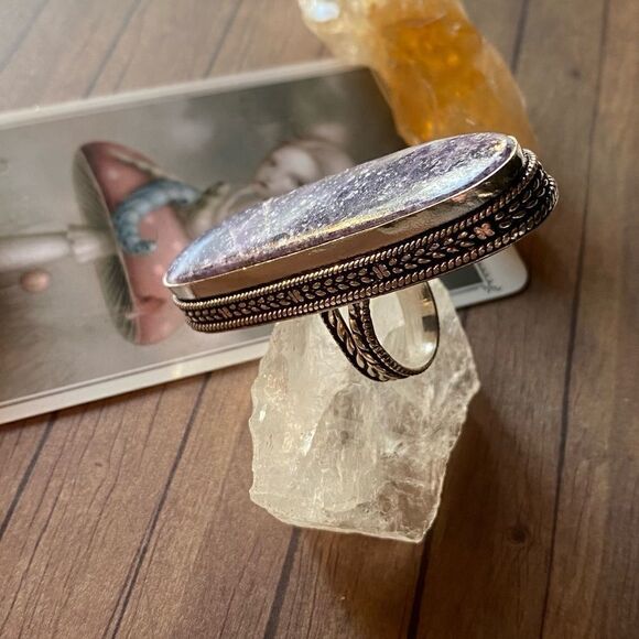 Lepidolite Artisan Sterling Silver Ring Size 7 - Picture 4 of 5